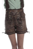 Embroidered Lederhosen for Women Coffee Brown