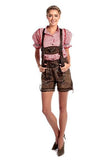 Embroidered Lederhosen for Women Coffee Brown-2