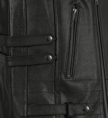 Enigma Black Leather Vest Men-2