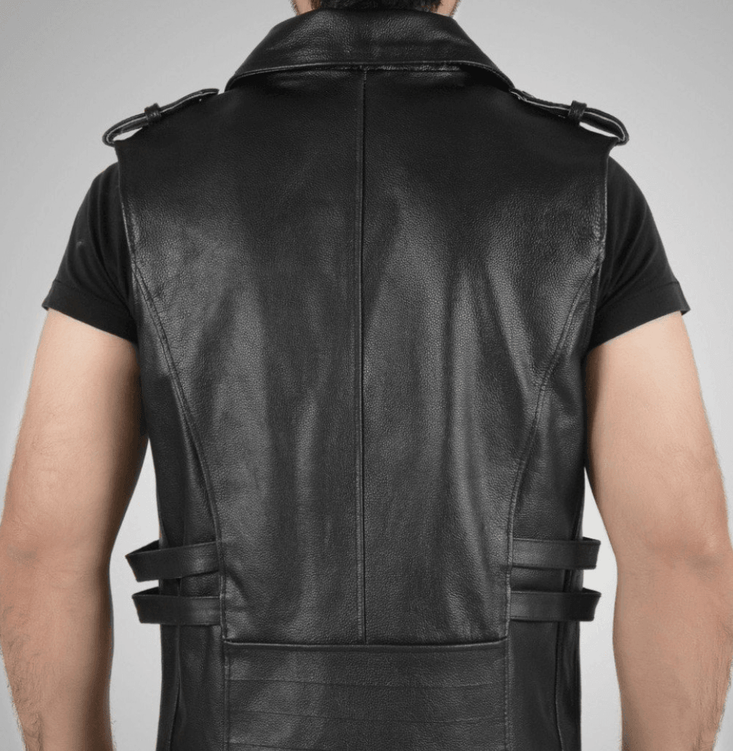 Enigma Black Leather Vest Men-4