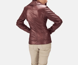 Exquisite Maroon Leather Biker Jacket-1