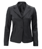 Fit Style Women's Black Leather Blazer