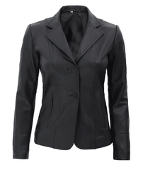 Fit Style Women's Black Leather Blazer