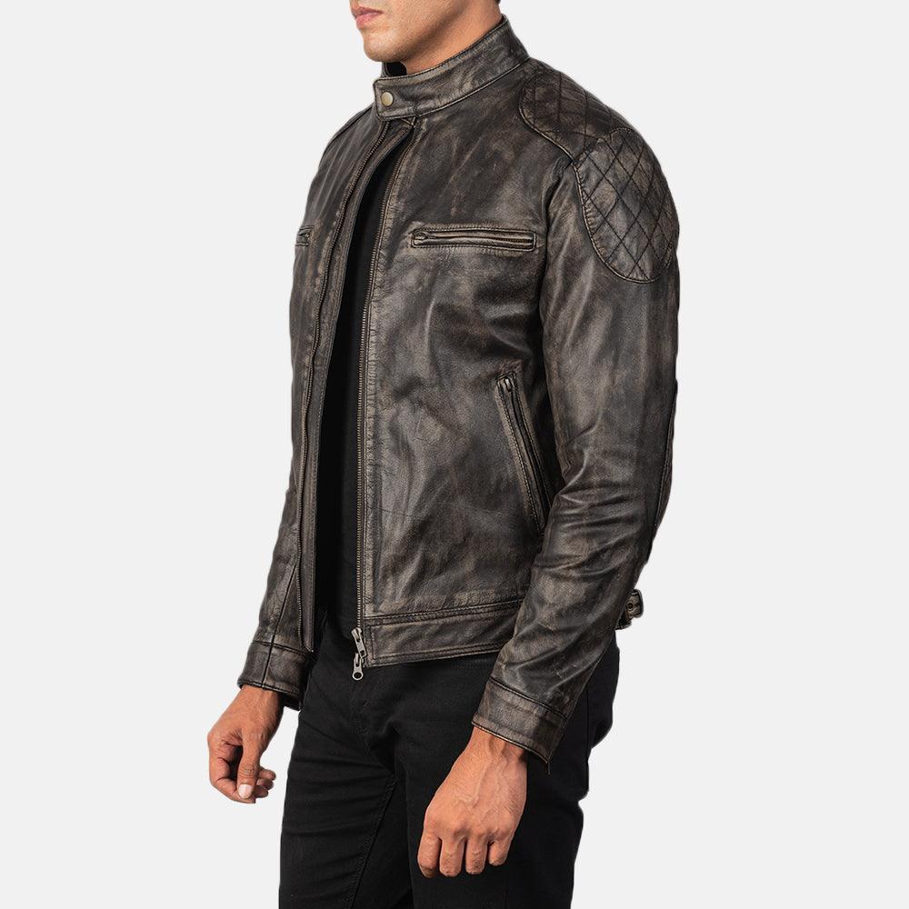 Mens Gatsby Distressed Brown Leather Jacket-4