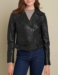 Womens Carly Genuine Leather Moto Jacket-3