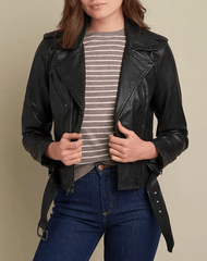Womens Carly Genuine Leather Moto Jacket