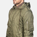 Mens Hanklin Ma-1 Green Hooded Bomber Jacket-1