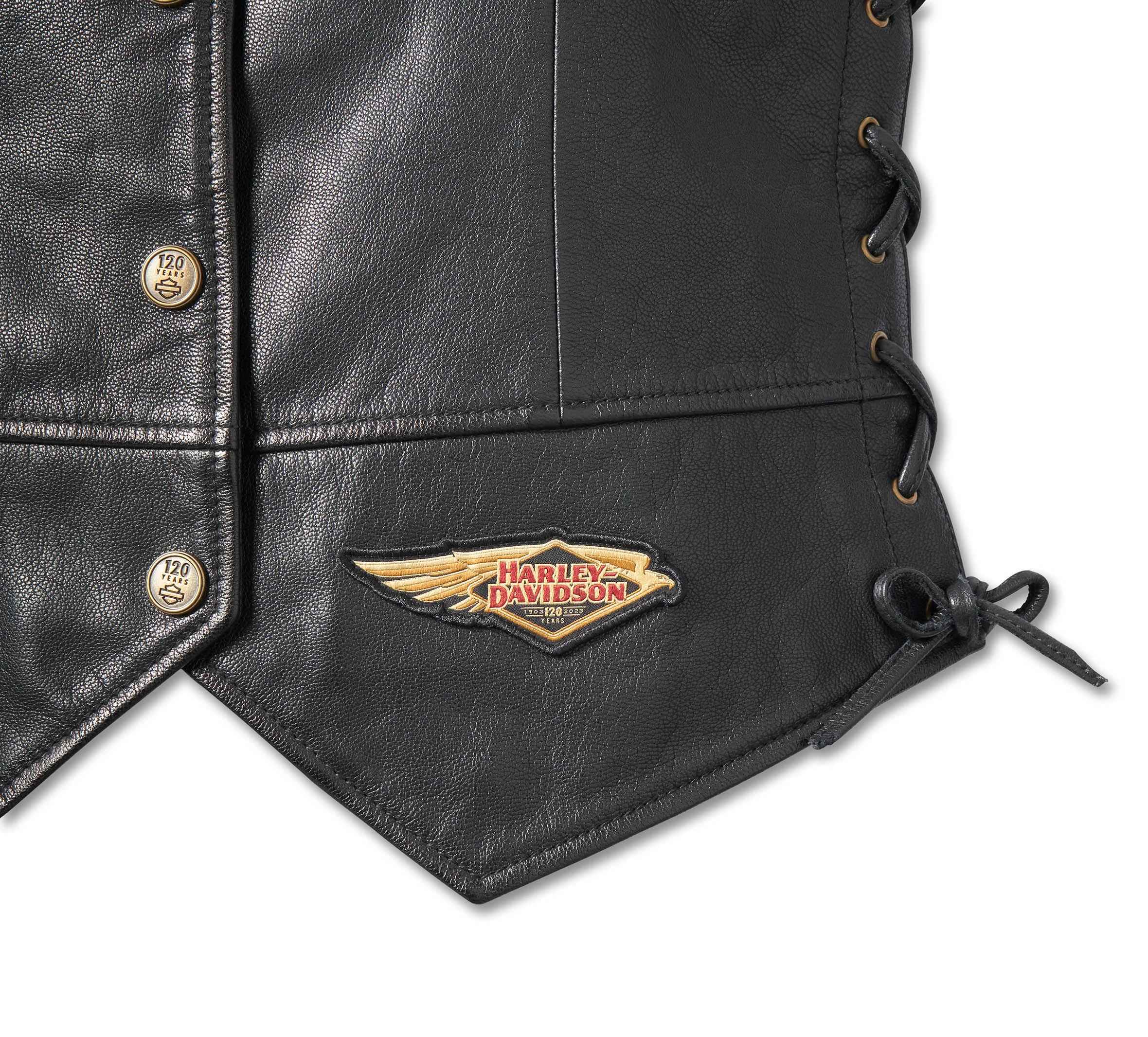 Vintage Long Fringe Leather & Embroidered Harley Davidson Logo Satchel