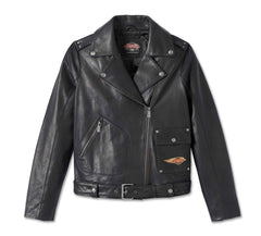 Harley-Davidson-Womens-D-Pocket-Biker-Leather-Jacket-Black-Front