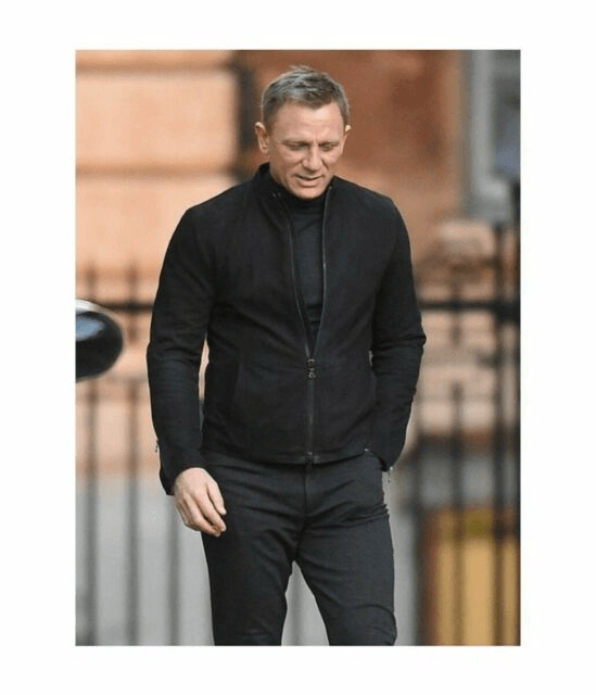 James Bond Men's Black Leather Suede  Jacket