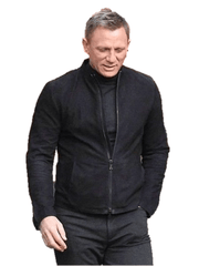 James Bond Men's Black Leather Suede  Jacket-3