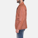 Mens James Tan Brown Leather Blazer-3