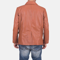 Mens James Tan Brown Leather Blazer-1
