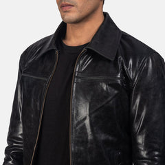 Mens Jet Black Leather Jacket-1