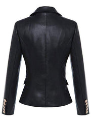 Kim-Kardashian-Black-Leather-Blazer-Jacket-Back