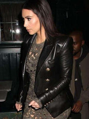 Kim-Kardashian-Black-Leather-Blazer-Jacket