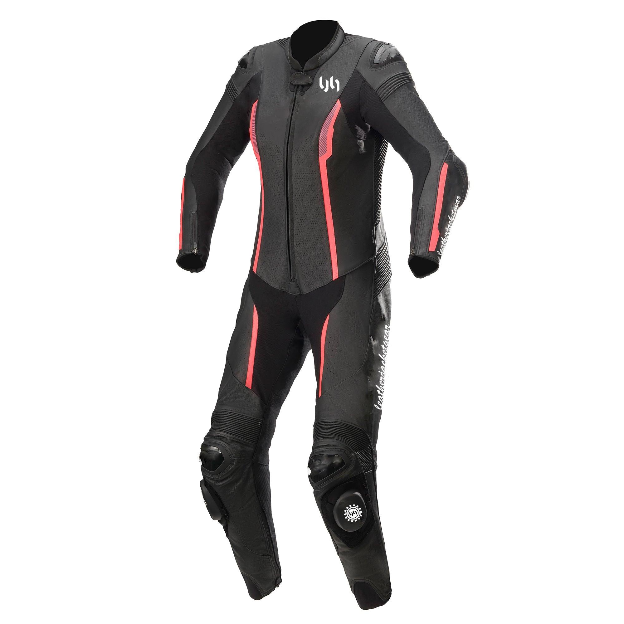 Gear Missile V2 1-Piece Leather Womens Racing Suit Black Red Front