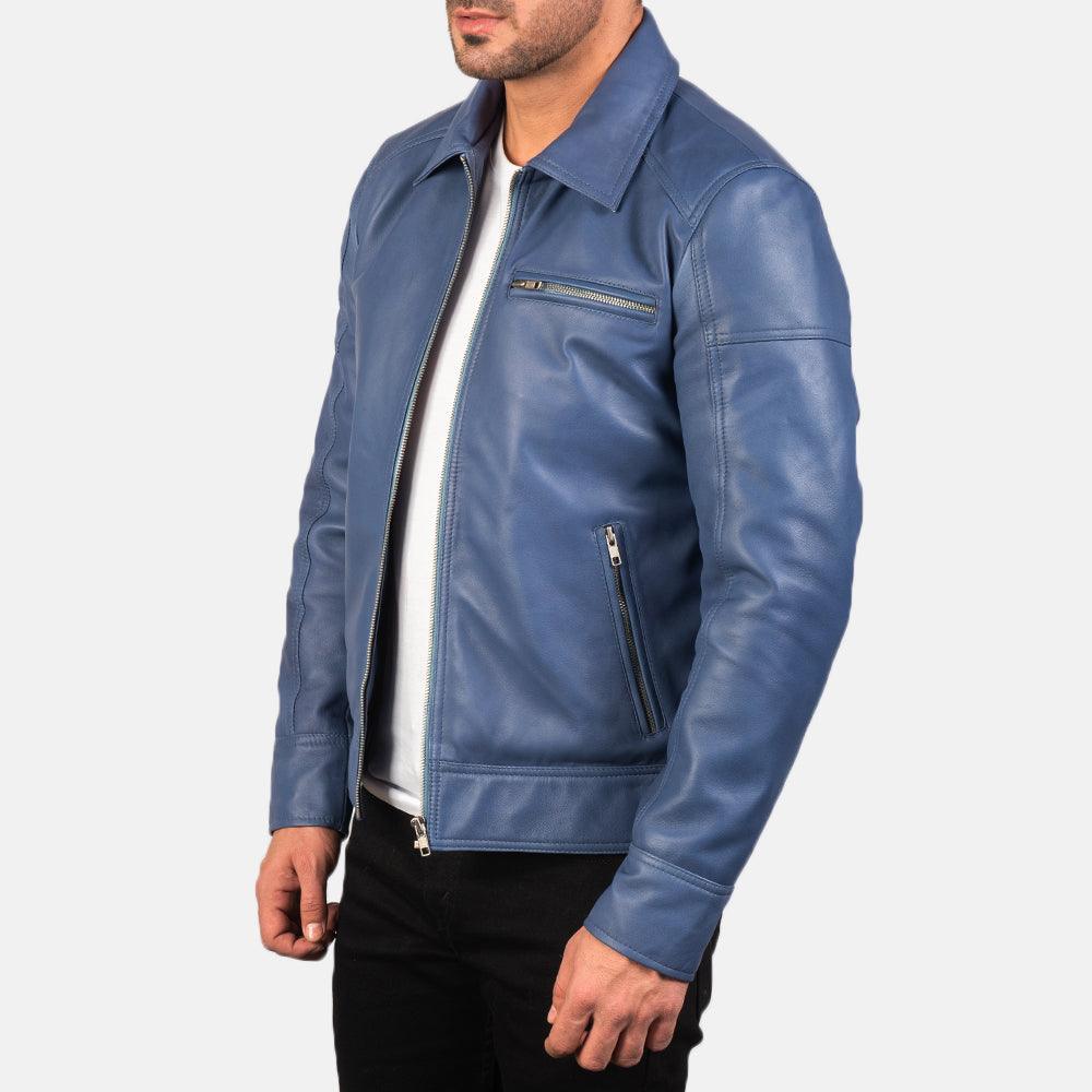 Light Blue Leather Jacket Men - Leather Jacket Gear