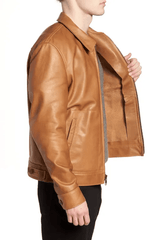 Mens Light Tan Leather Jacket-2