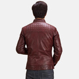 Maroon Leather Biker Jacket Men-2