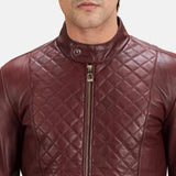 Maroon Leather Biker Jacket Men-1