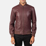 Mens Maroon Leather Stylish Jacket