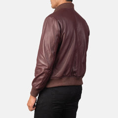 Mens Maroon Leather Stylish Jacket-2