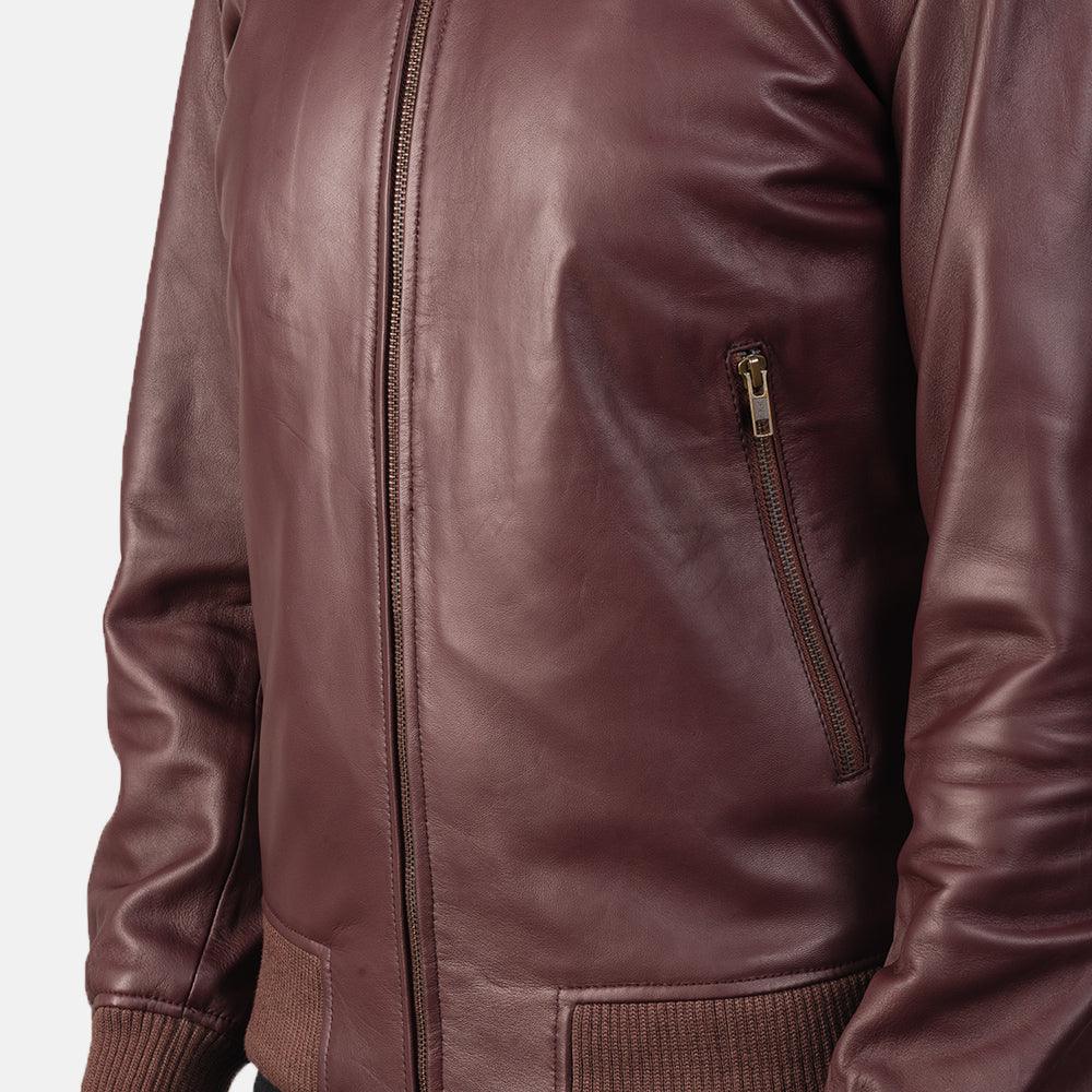 Mens Maroon Leather Stylish Jacket-1