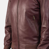 Mens Maroon Leather Stylish Jacket-1