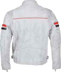Men Biker Style White Leather Motorcycle Jacket-1