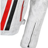 Men Biker Style White Leather Motorcycle Jacket-2