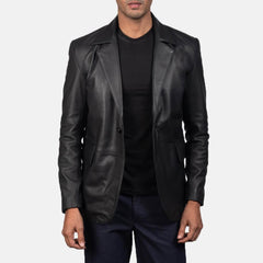 Men's Daron Black Leather Blazer Jacket