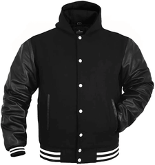 Black Varsity Jacket Leather Sleeves