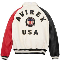 Mens-Avirex-USA-Military-Leather-Bomber-Jacket-Back