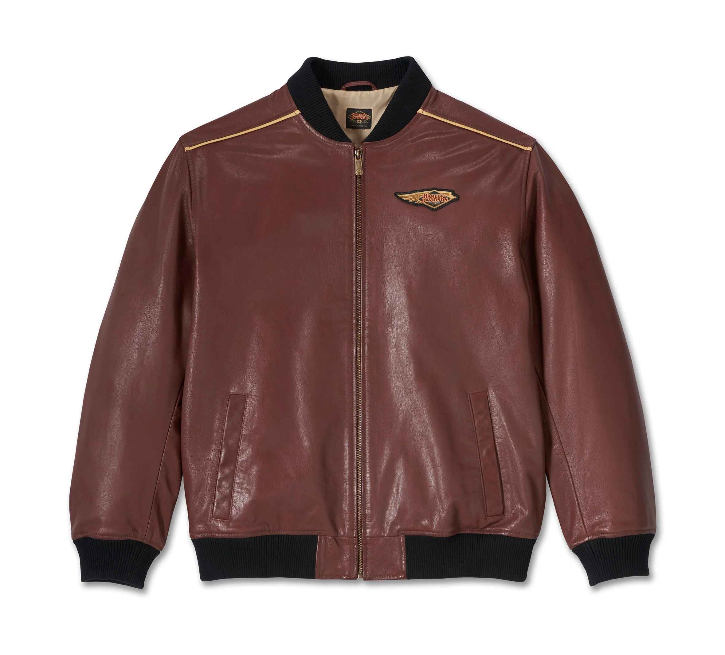 Mens-Leather-Harley-Davidson-Jacket-Rum-Raisin-Front