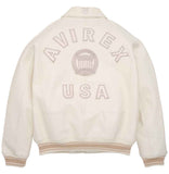 Mens-White-Avirex-Croc-Embossed-Classic-Leather-Jacket-Back