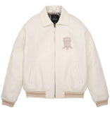 Mens-White-Avirex-Croc-Embossed-Classic-Leather-Jacket-Front