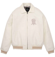Mens-White-Avirex-Croc-Embossed-Classic-Leather-Jacket-Front