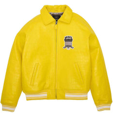Mens-Yellow-Avirex-Croc-Embossed-Classic-Leather-Jacket-Front