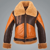 Mens Aviator RAF Orange Two Tone Leather Jacket Front