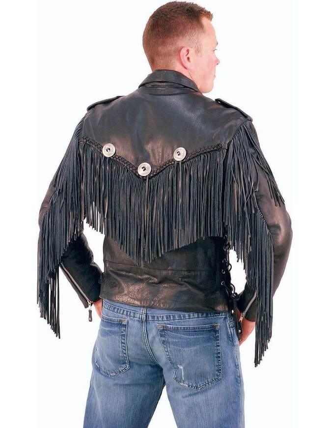 Mens Beltless Fringed Leather Motorcycle Jacket – Leather Jacket Gear