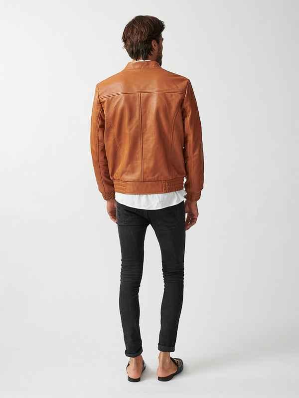 Mens Berlin Collarless Leather Jacket-16