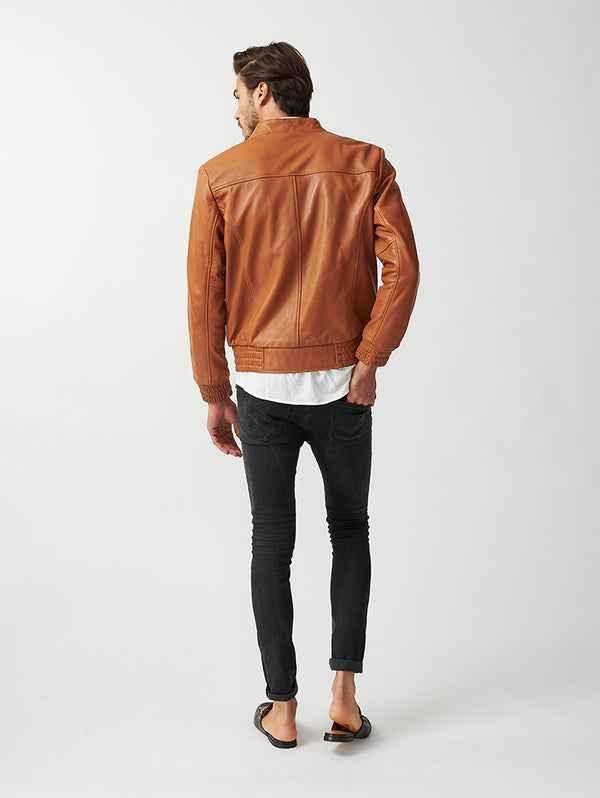 Mens Berlin Collarless Leather Jacket-17