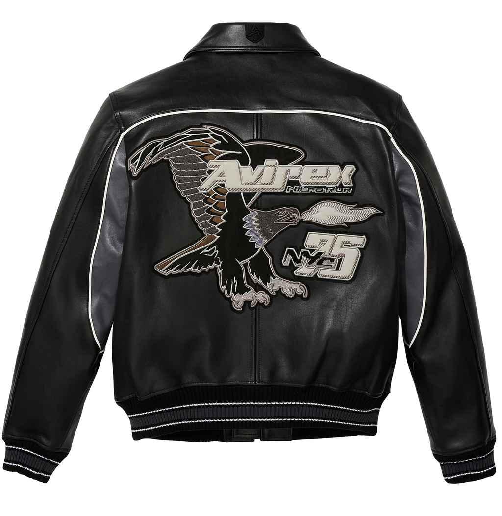 Avirex Nitro Run Leather Jacket Black - CUSTOM (NO EXTRA CHARGES) / JET  BLACK