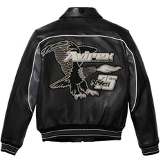 Mens Black Avirex Nitro Run Varsity Leather Jacket-1