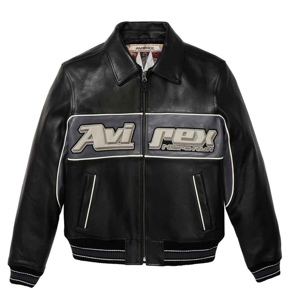 AVIREX Varsity Leather Jacket Size M Hockey League Authentic