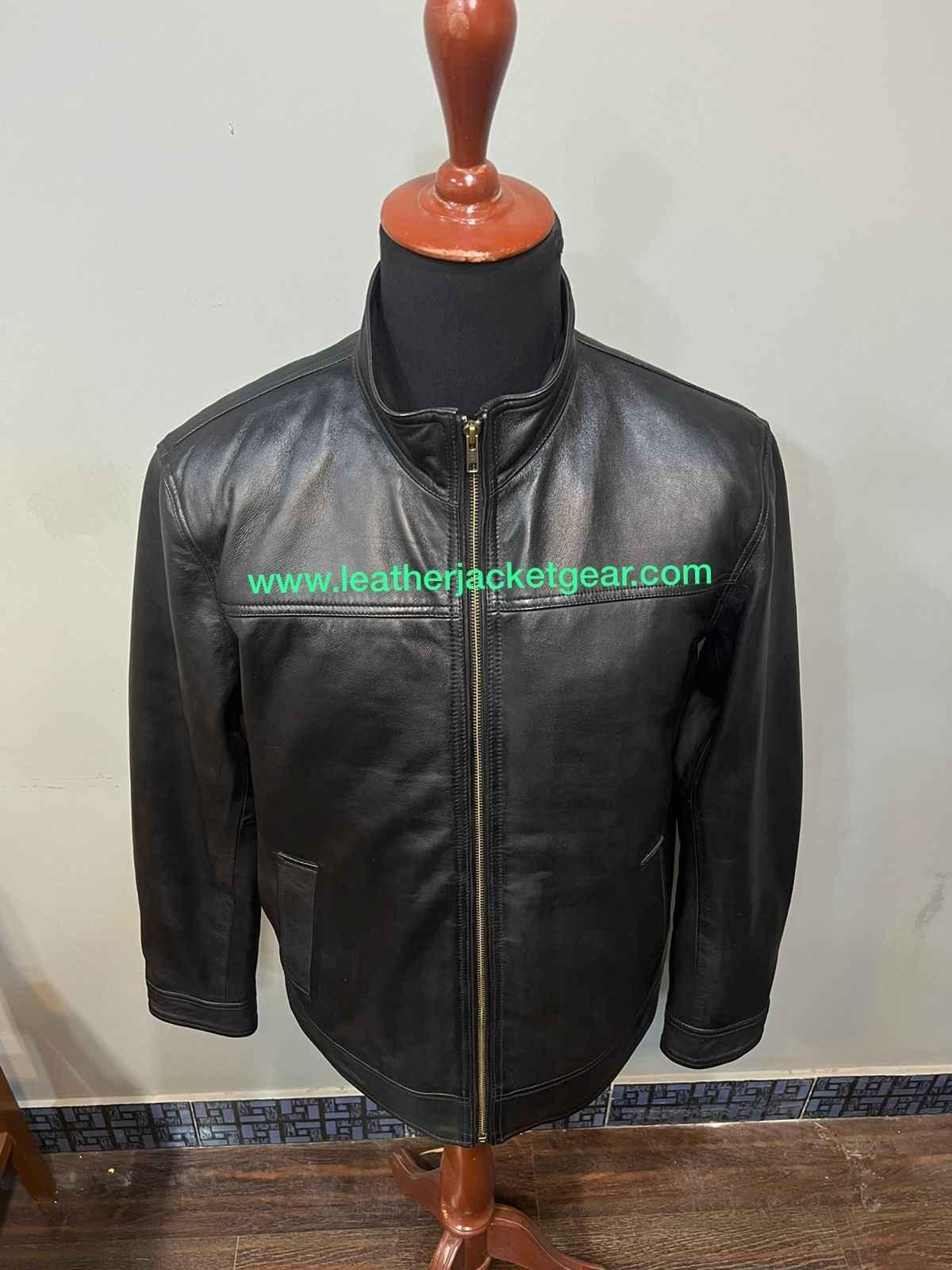 Mens Black Leather Blazer Jacket Delivered-2