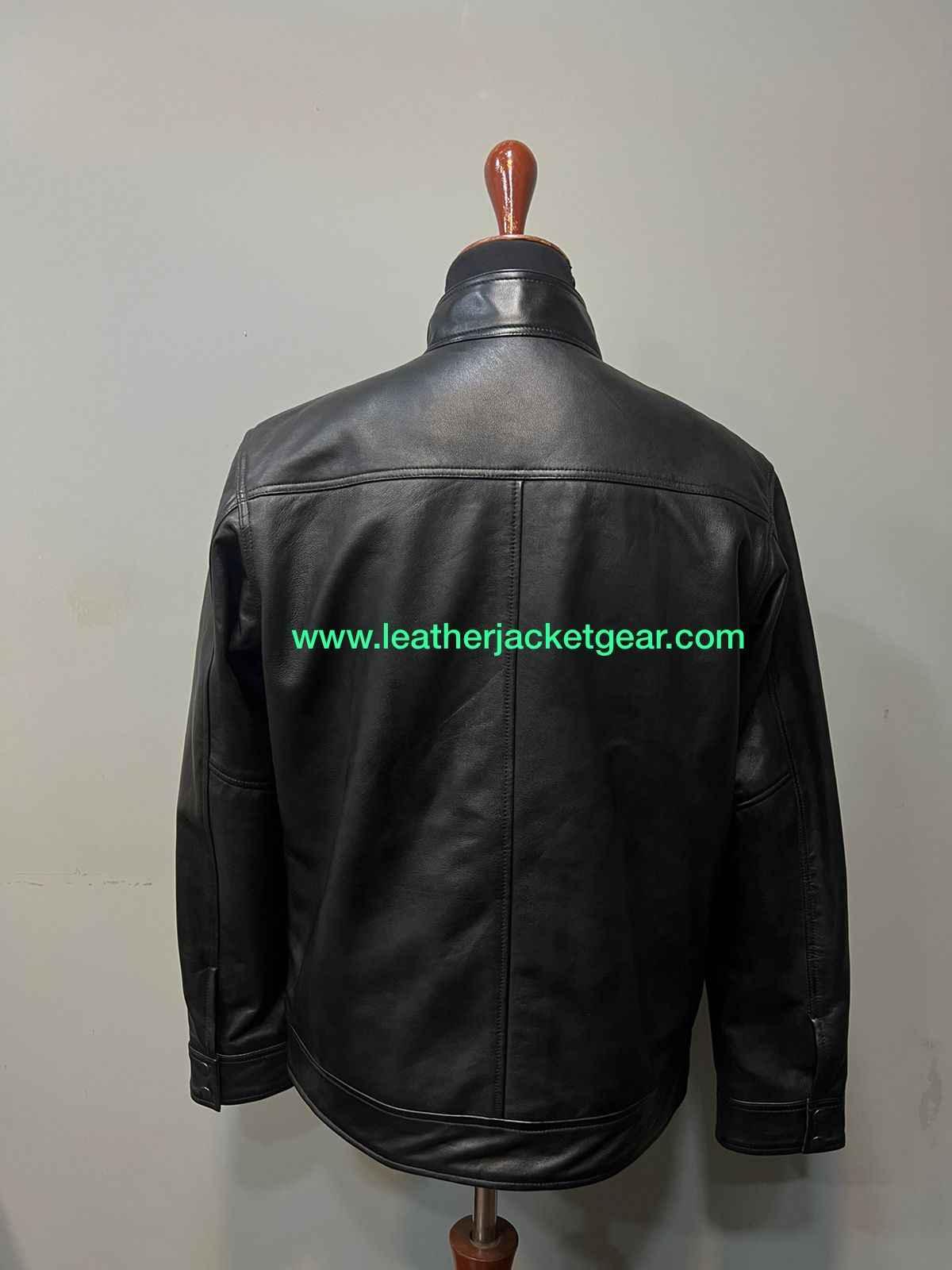Mens Black Leather Blazer Jacket Delivered-4