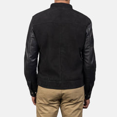 Mens Black Suede Leather Jacket Back