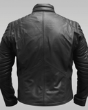 Mens Black Superman Leather Jacket Back